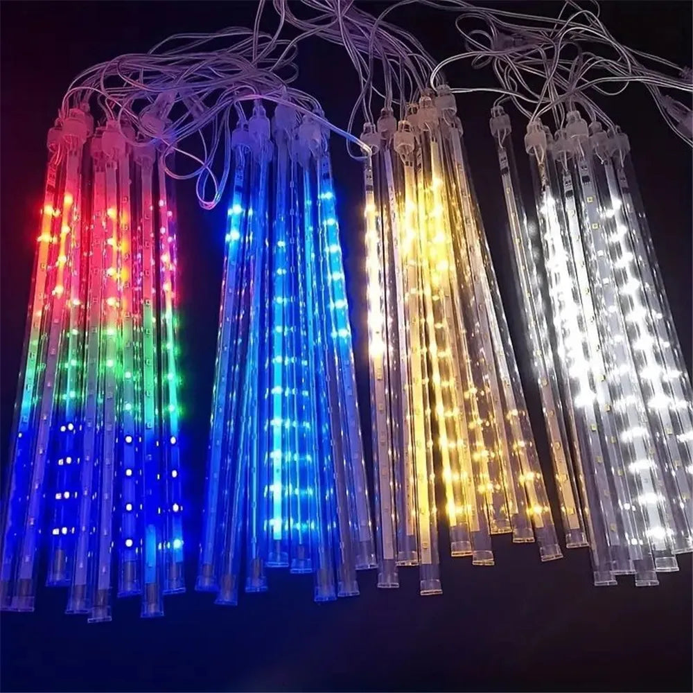 Solar Meteor Shower LED Lights Icicle String
