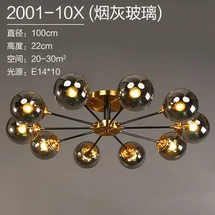 10 Light Modern Glass Ball Pendant Ceiling Lights