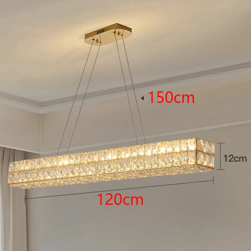 150 cm Gold Hanging Pendant Light With Crystal