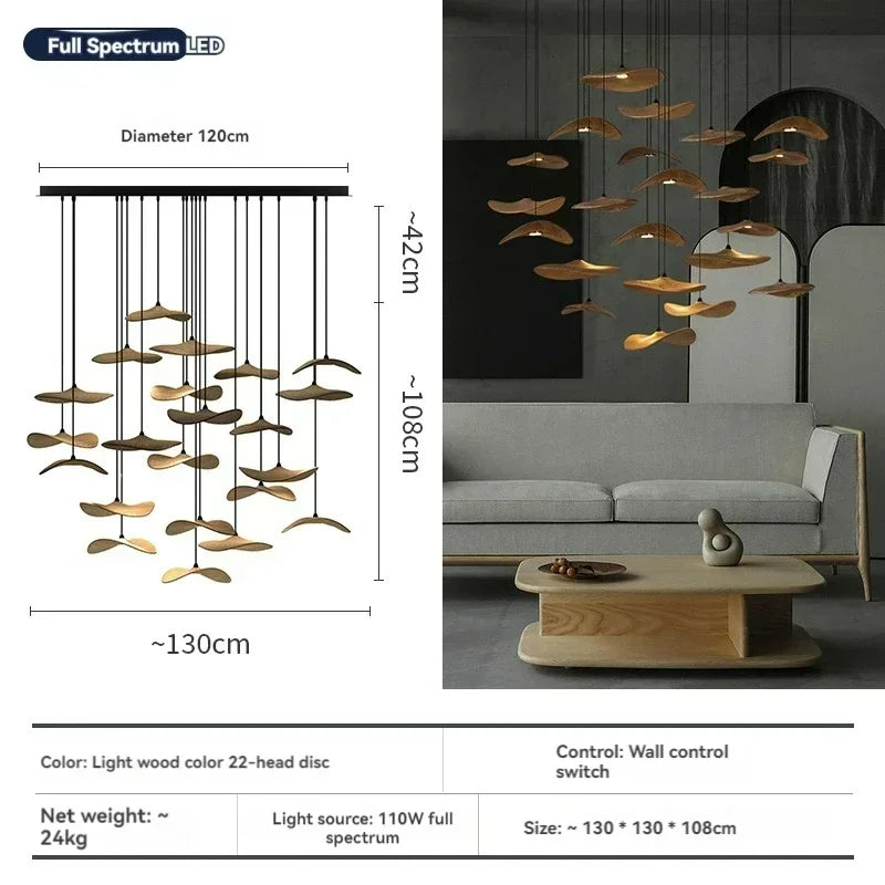 22 Head Wooden Pendant Light Chandelier