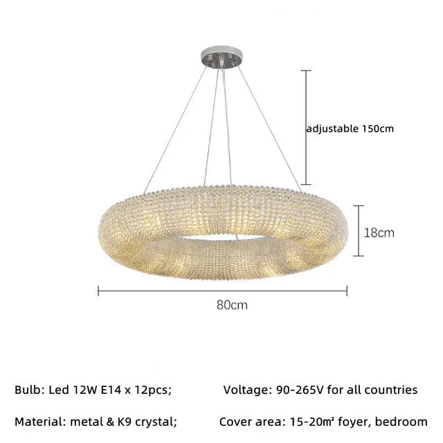 80 cm Modern Luxury Crystal Circle Ceiling Light