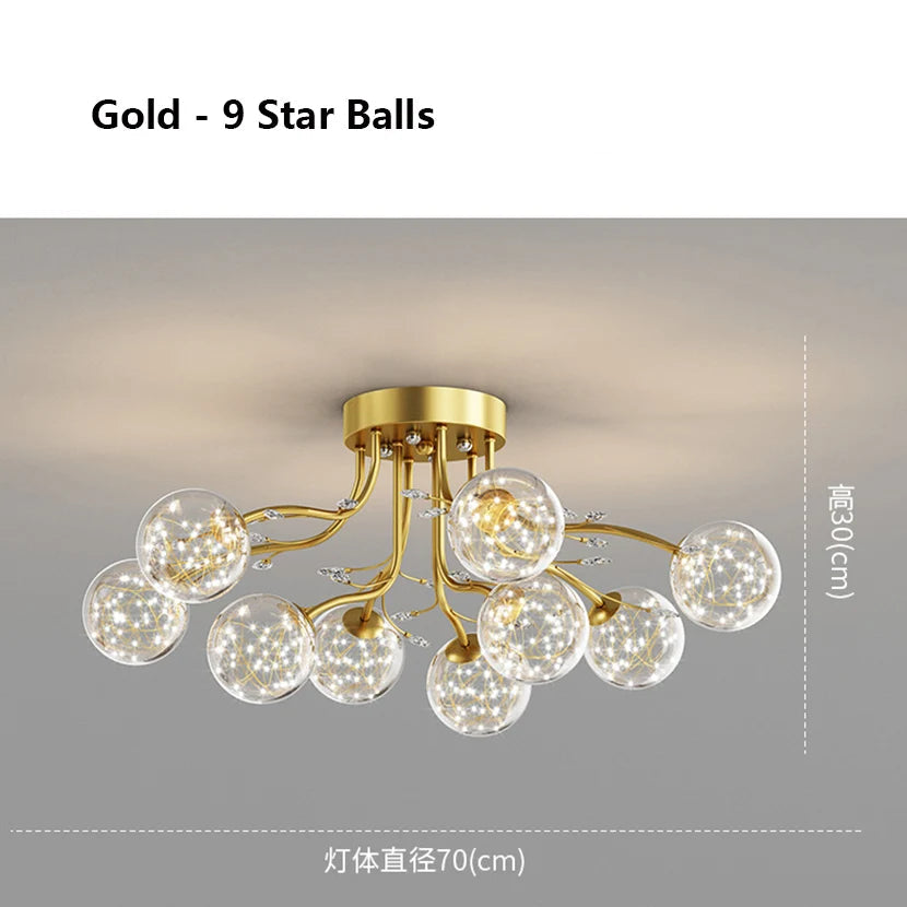 Luxury Glass 9 Ball LED Chandelier