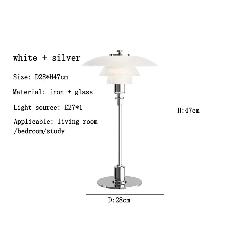 Bedside Table Lamp white and silver