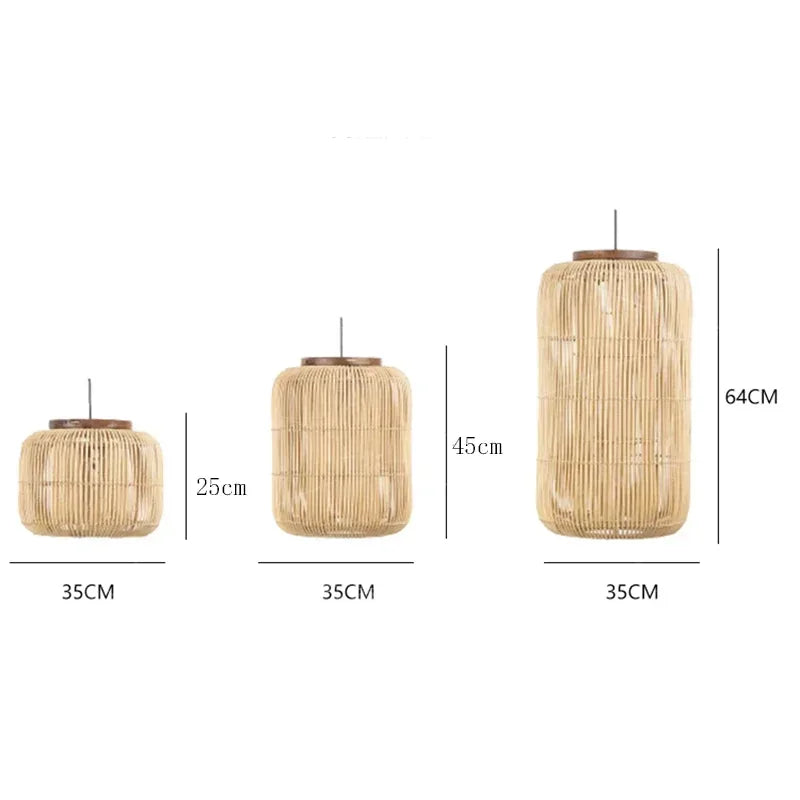 Handcrafted Japanese Wabi Sabi Rattan LED Pendant Light