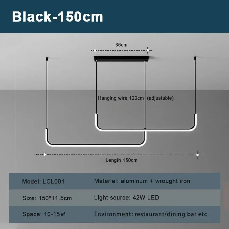 Double Modern LED Chandelier Light 150 cm