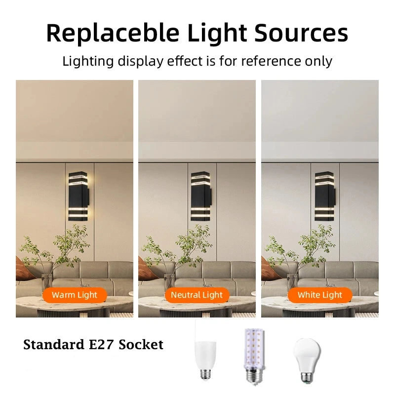 Modern LED Outdoor Wall Light Sconce with E27 Socket