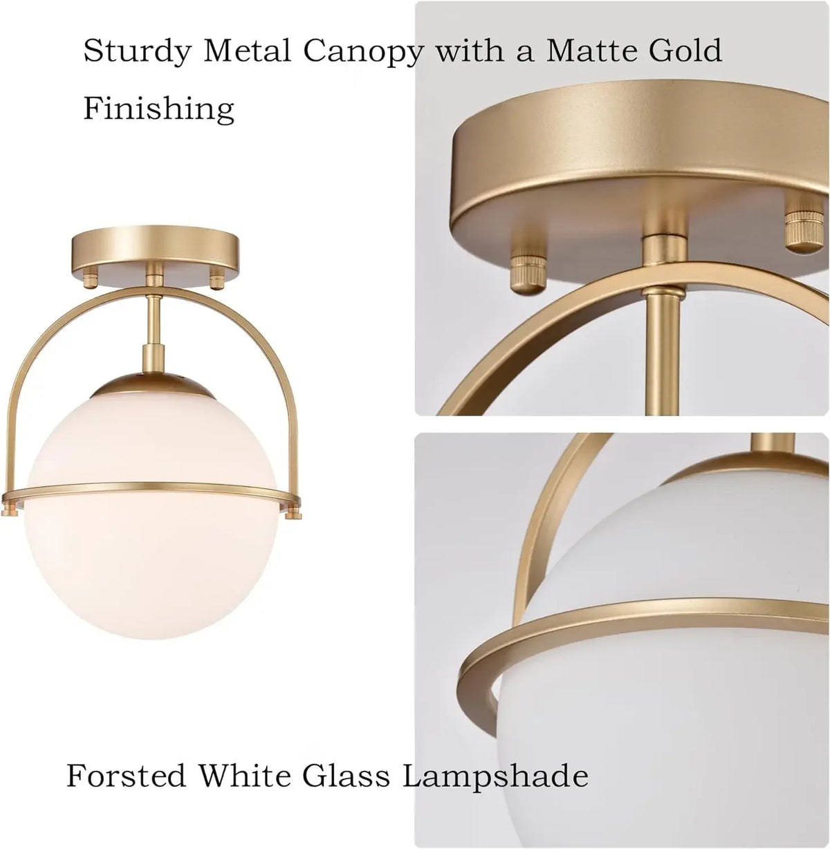 Gold Milky Glass Ball Ceiling Light