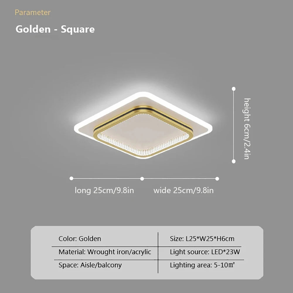 Gold Modern Square Ceiling Light