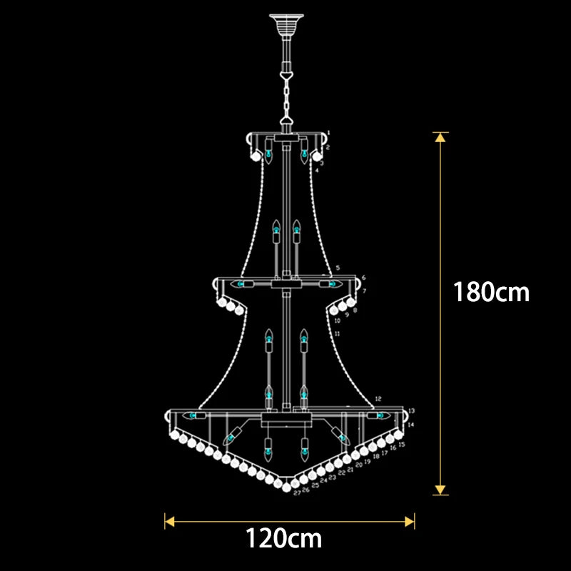 Large Luxury Crystal Chandelier Living Room