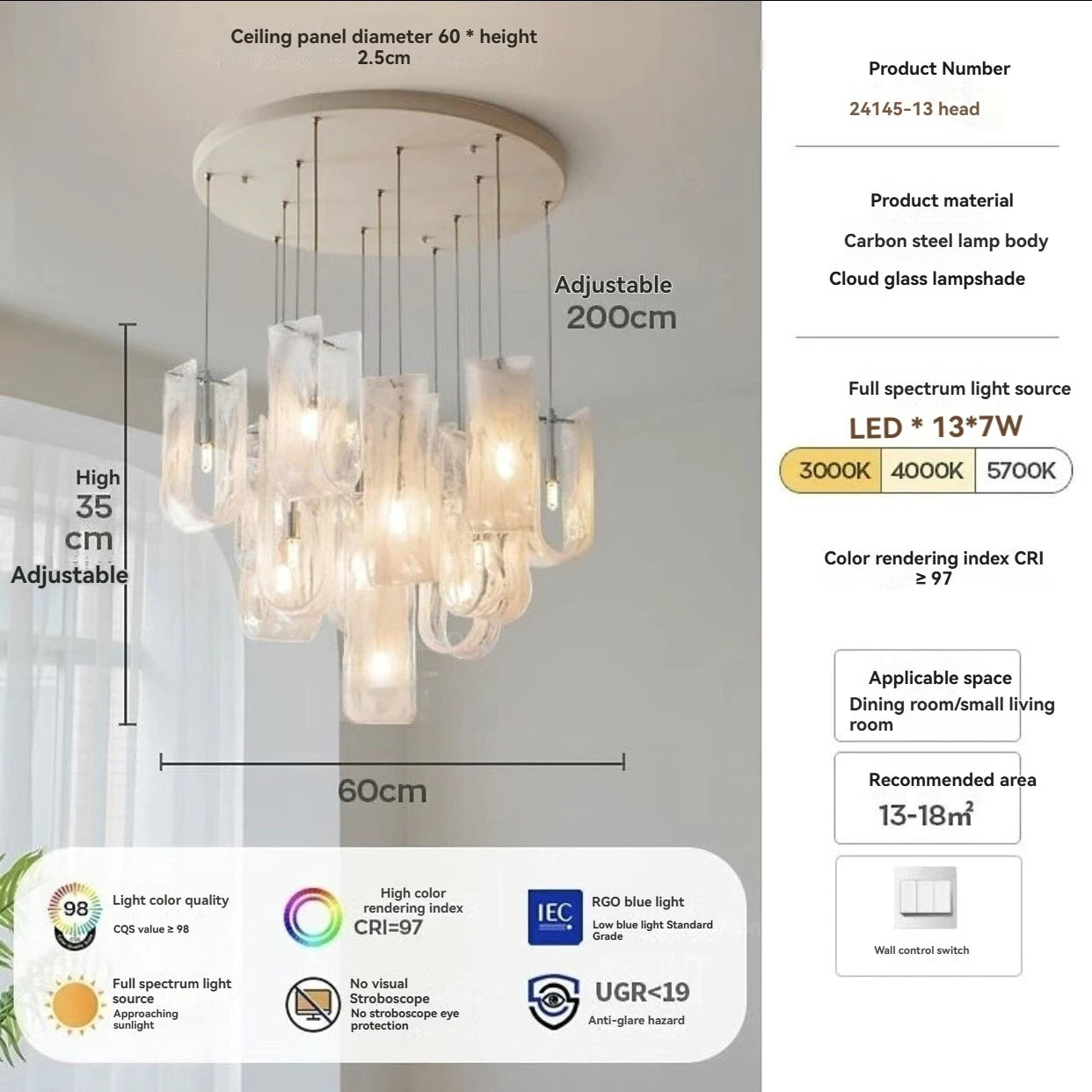 Luxury Misty Glass Chandeliers