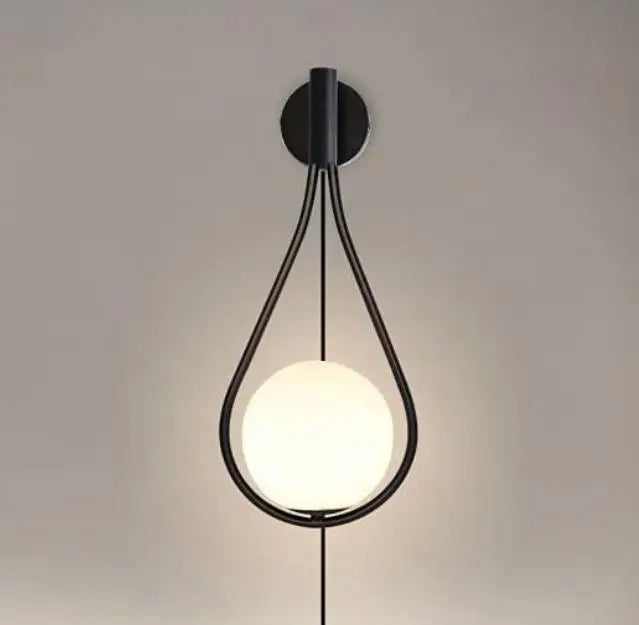 Modern Glass Ball Sconce Wall Light black