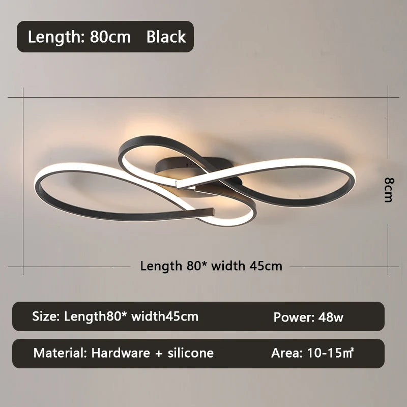 Modern LED Ceiling Light Fixture 80 cm black