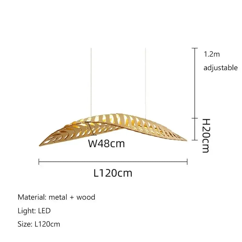 Modern Nordic Wooden Fish Bone Pendant Chandelier