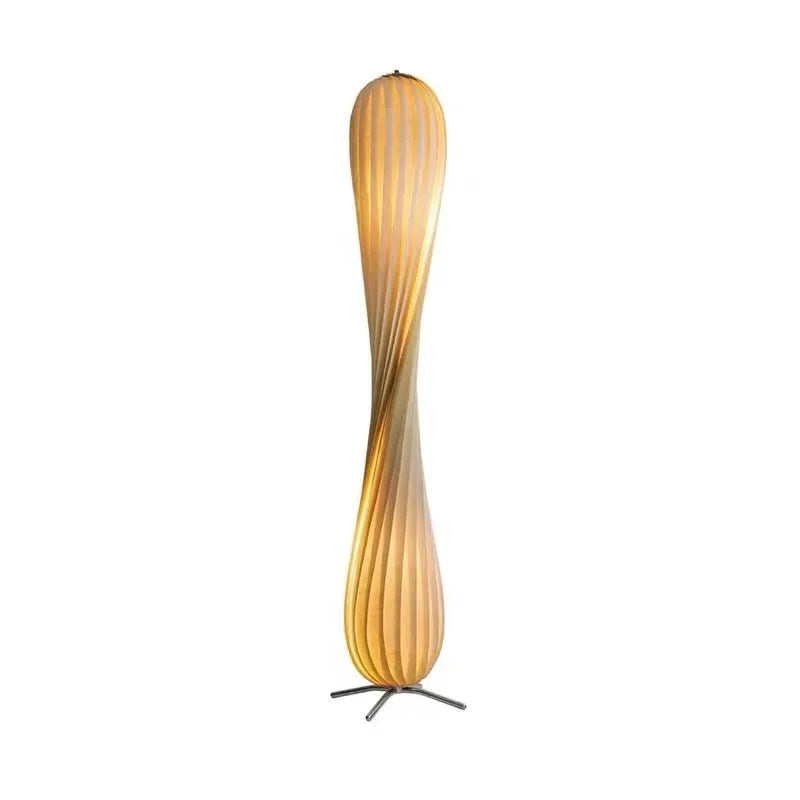 Japanese‑Style Wooden LED Spiral Floor Lamp