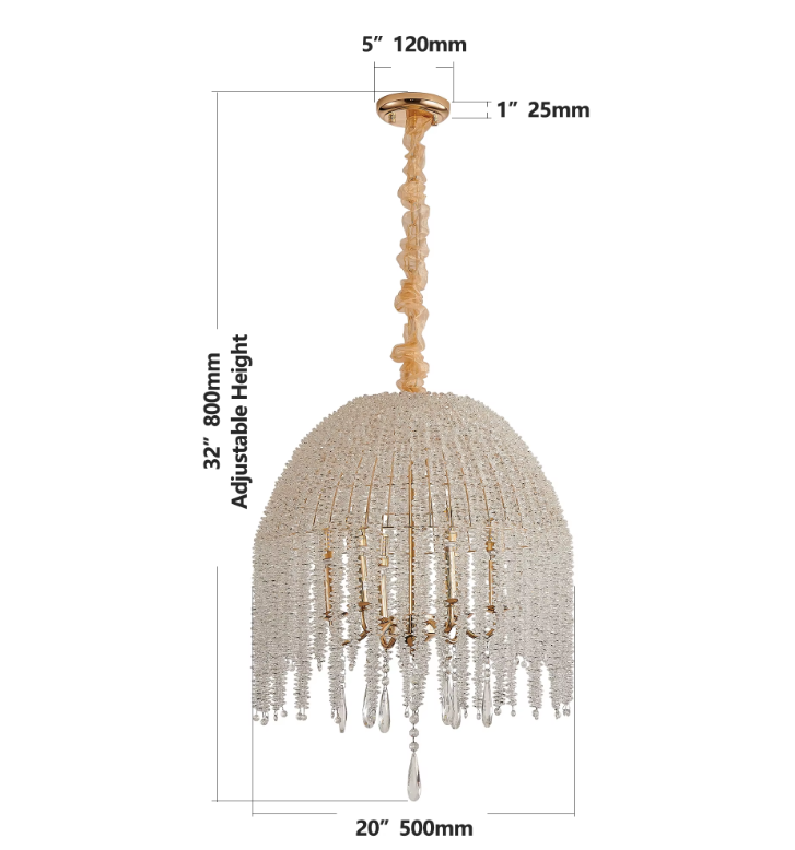 6 Light Crystal Pendant Chandelier