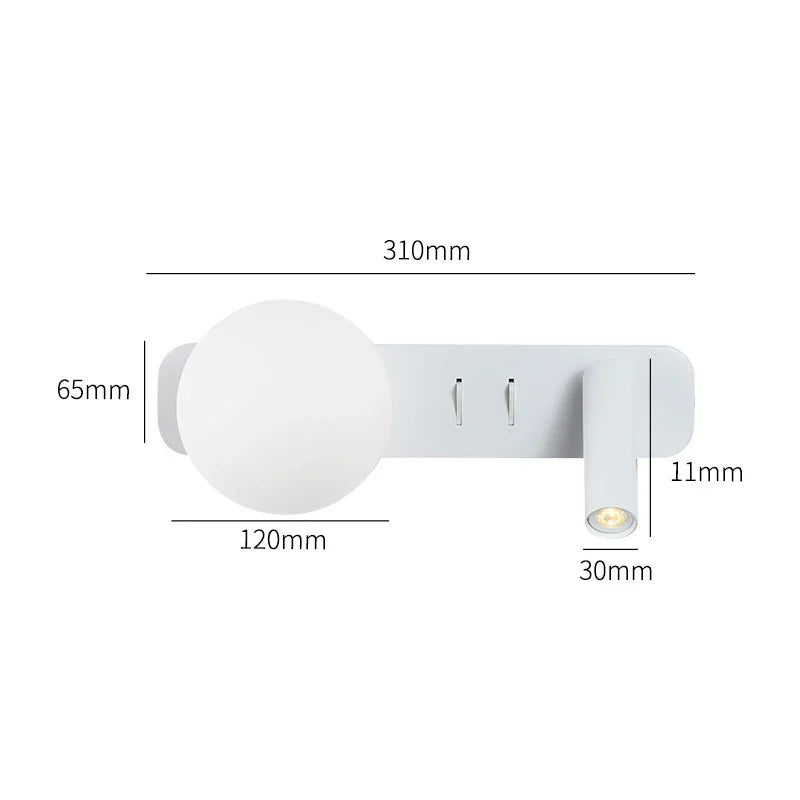 White Rotatable Wall Lights For Bedroom Bedside