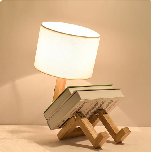 Wooden Robot Shaped Table Lamp Bedside Lamp Desk Lamp