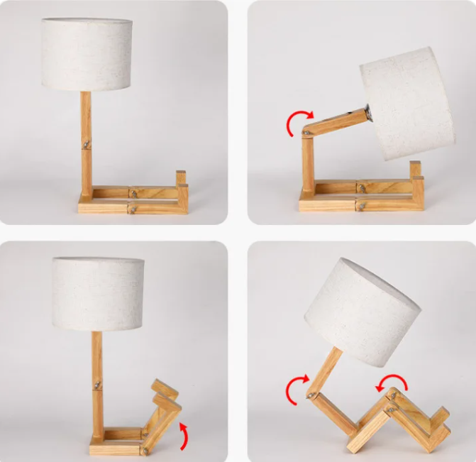 Wooden Robot Shaped Table Lamp Bedside Lamp Desk Lamp