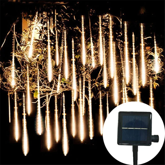 Solar Meteor Shower LED Lights Icicle String