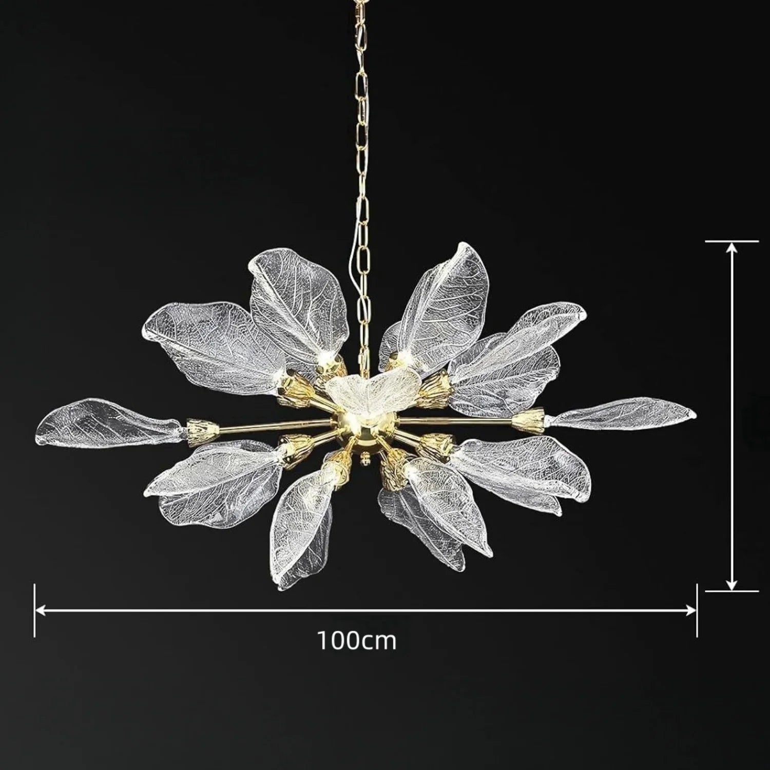 100 cm Glass Leaf Chandelier