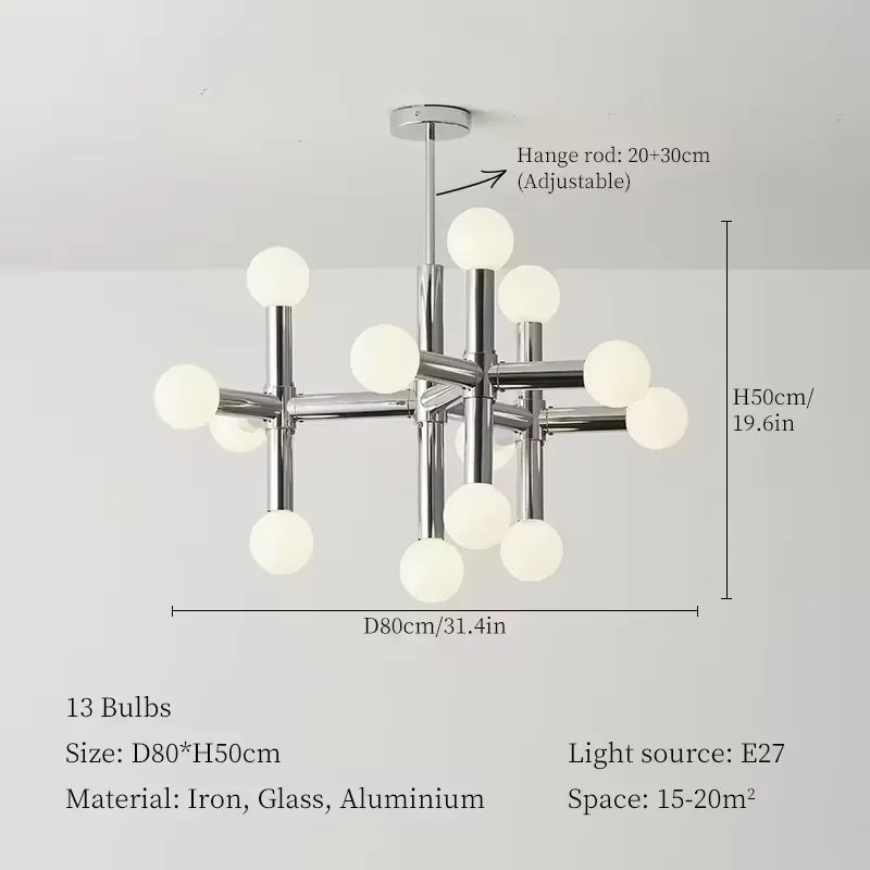 13 Light Bauhaus Silver Ceiling Lamp