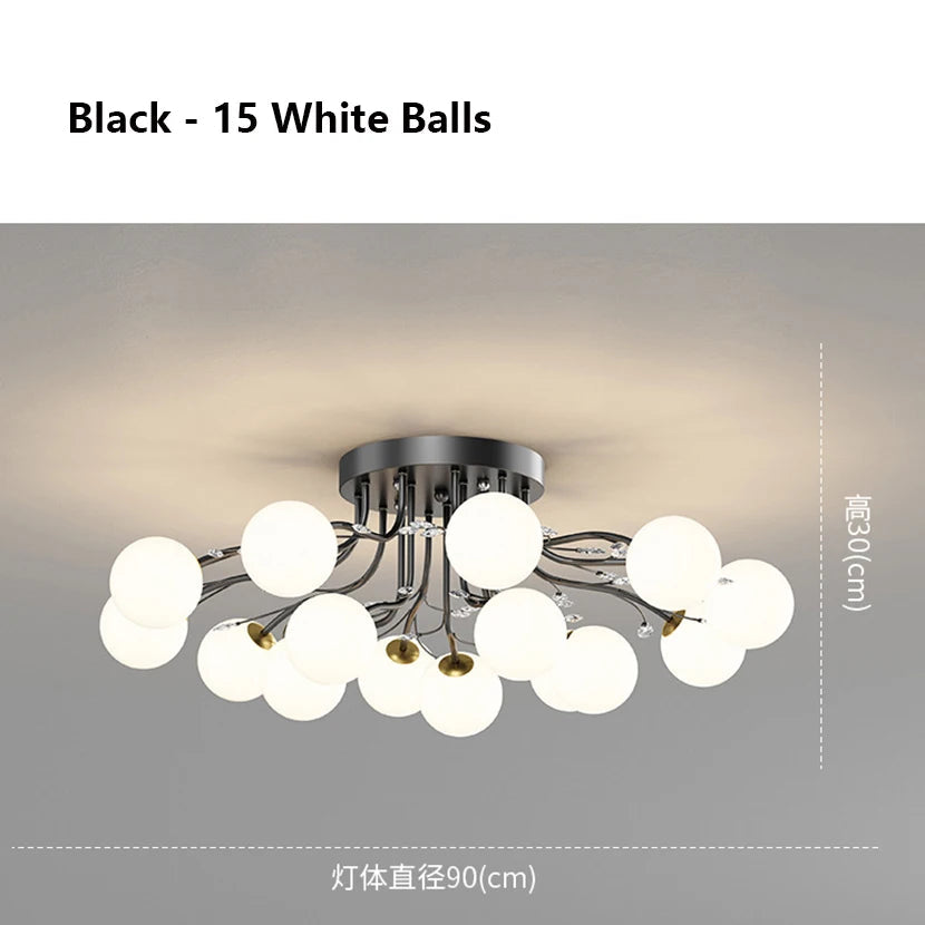 Luxury Glass 15 Ball LED Chandelier