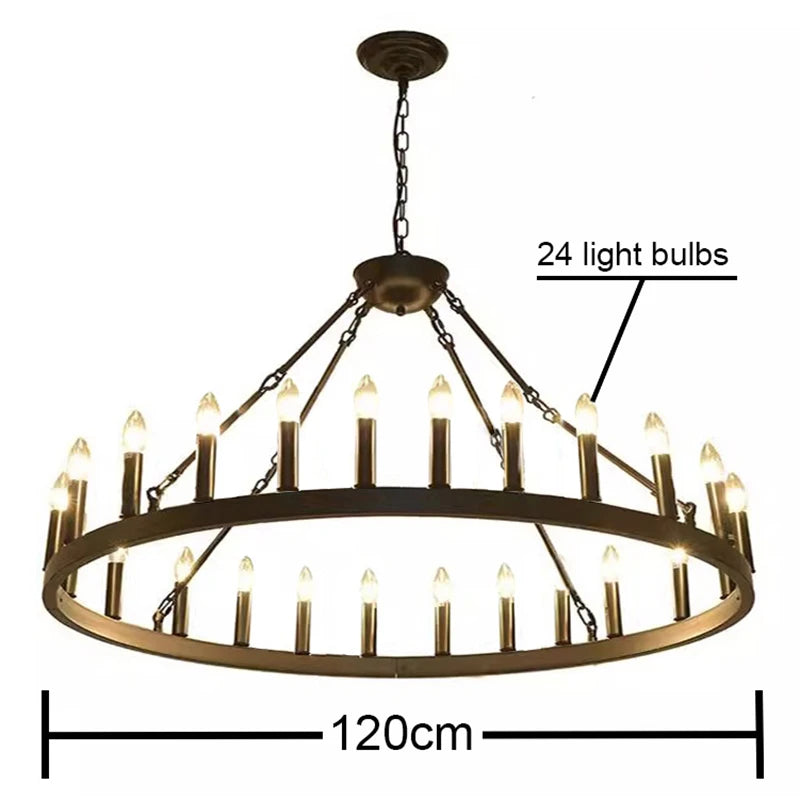 24 Light Round Iron Chandelier