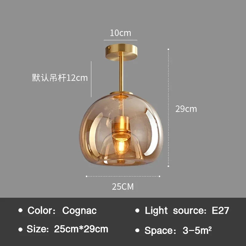25 cm amber Glass Ceiling Light