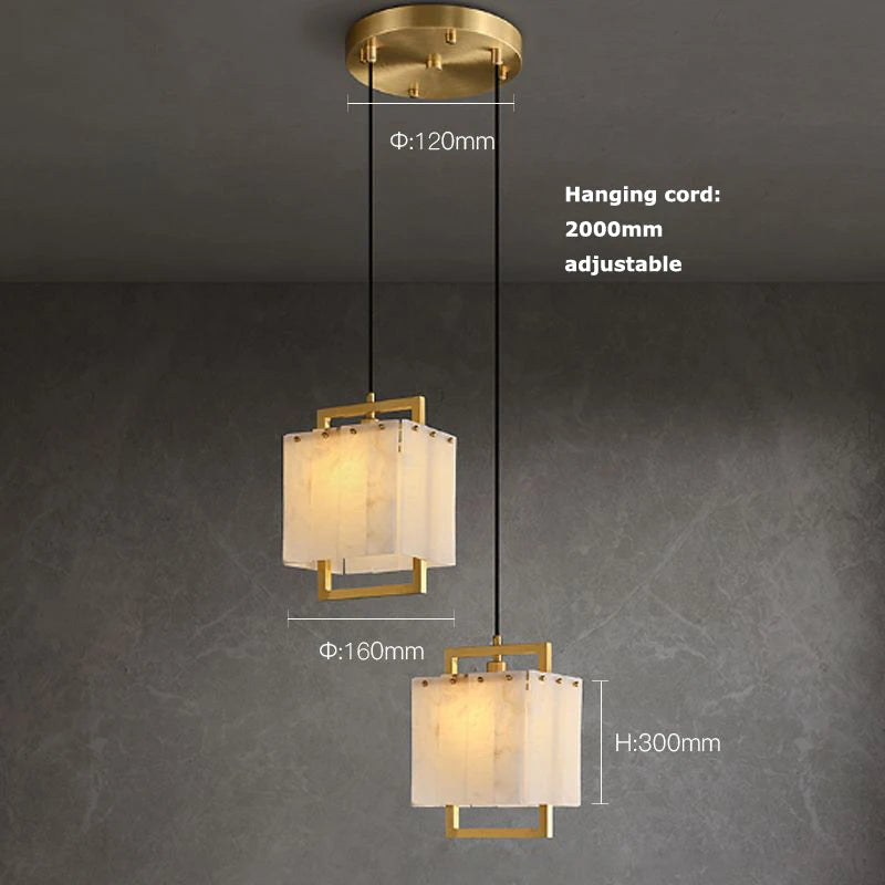 2 Light Italian Marble Chandelier