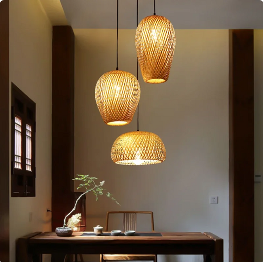 3 Piece Bamboo Pendant Light Chandelier