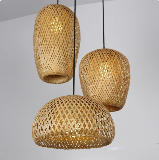 3 Piece Bamboo Pendant Light Chandelier