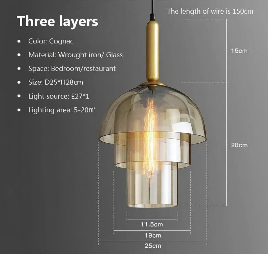 3 Layer Champagne Glass Pendant Lamp