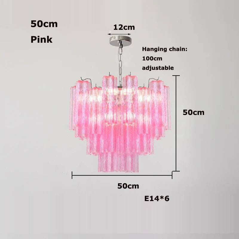 50 cm Pink Murano Glass Chandeliers