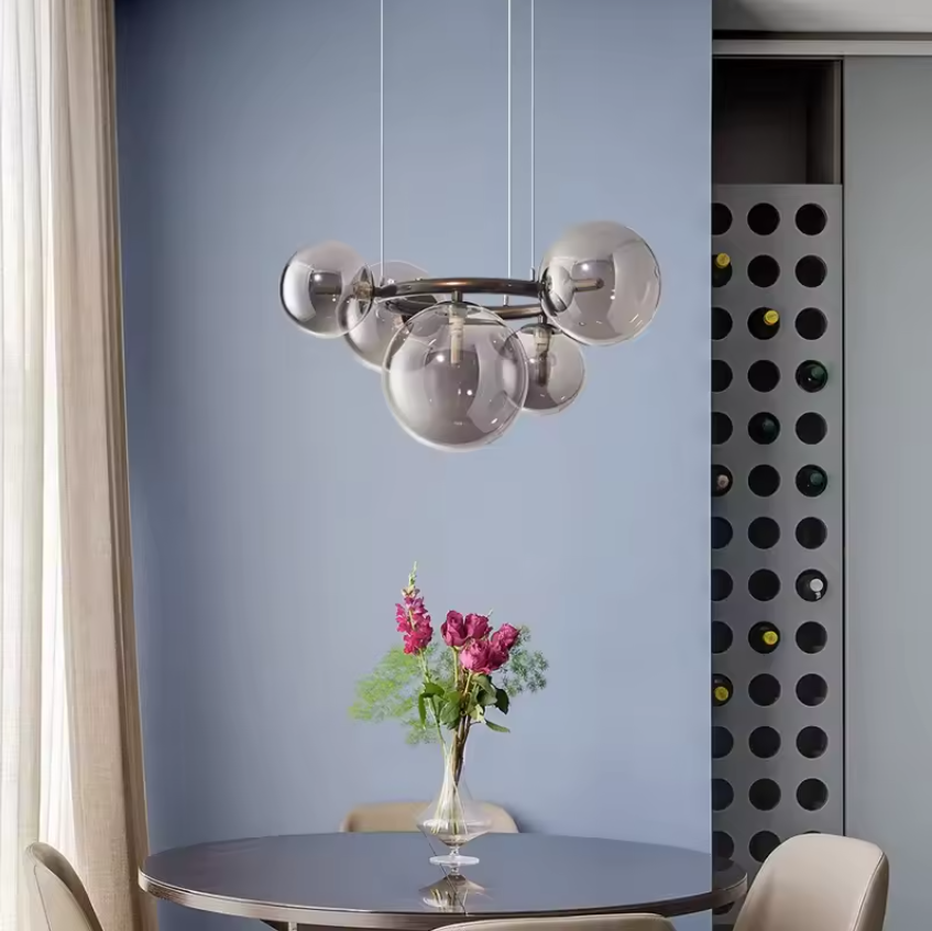 5 Head Glass Sphere Chandelier