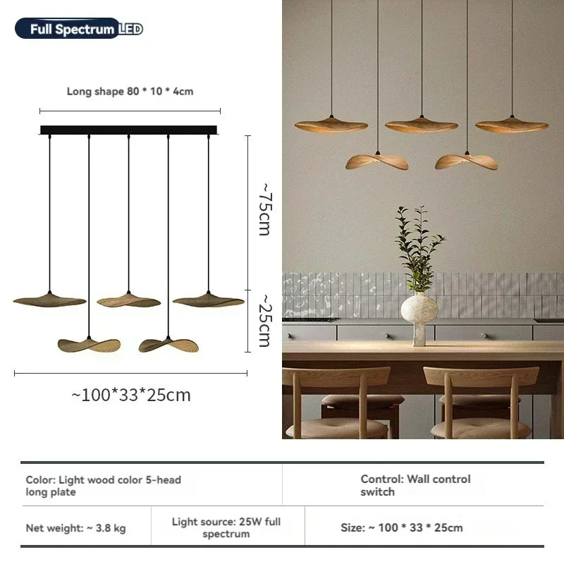 5 Head Wooden Pendant Light Chandelier