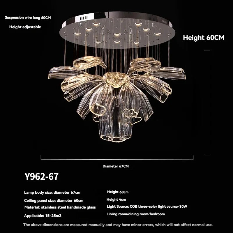 67 cm Luxury Crystal Glass Ceiling Light Chandelier Dining Room Living Room