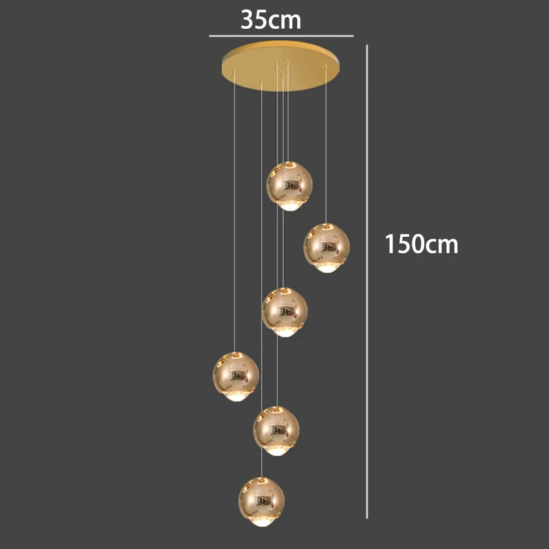 6 Steel Ball Pendant Light Chandelier