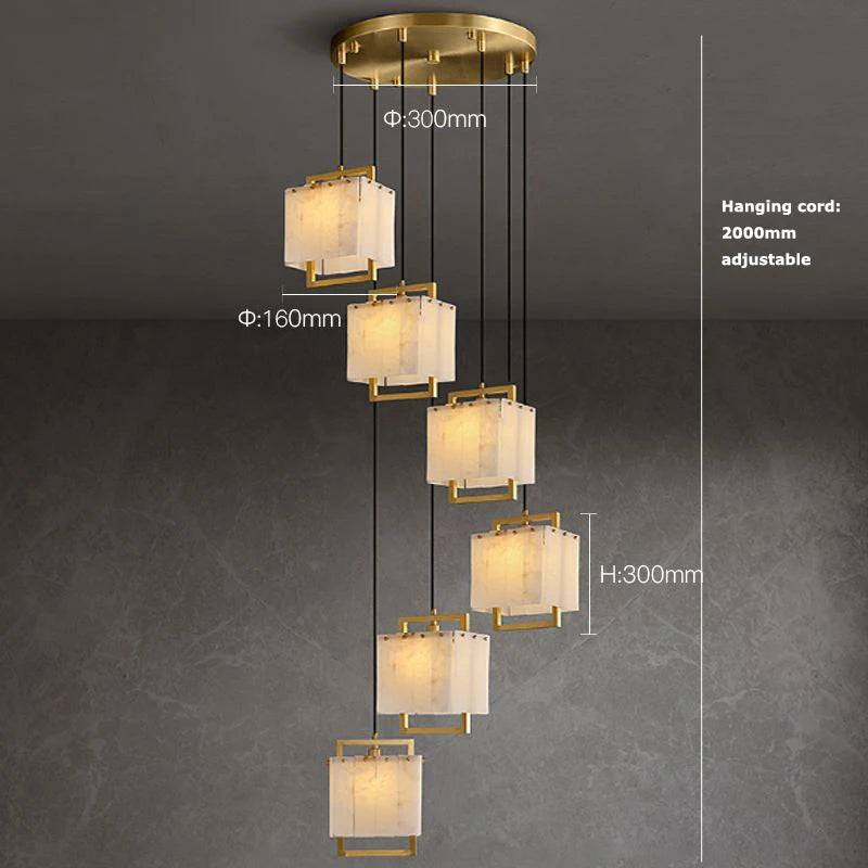 6 Light Italian Marble Chandeliers
