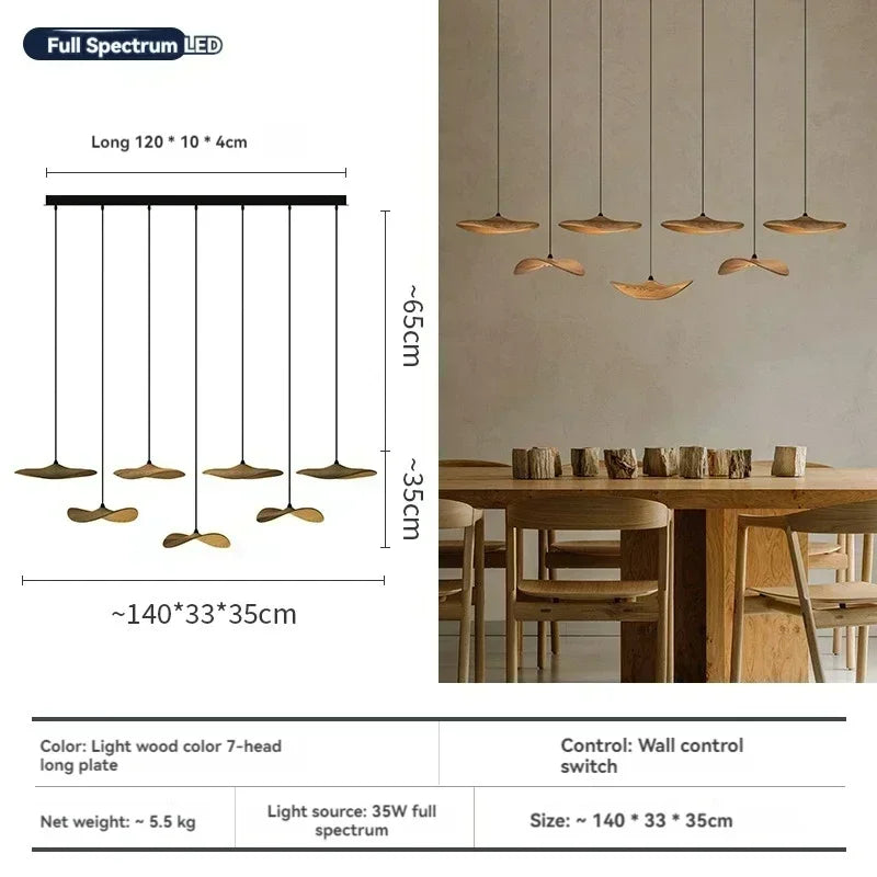 7 Head Wooden Pendant Light Chandelier