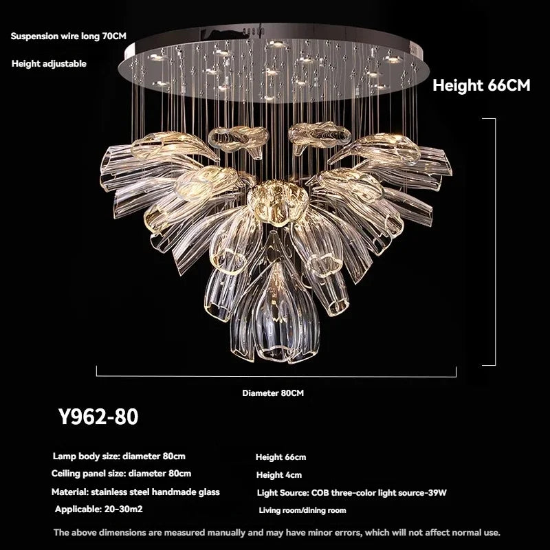80 cm Luxury Crystal Glass Ceiling Light Chandelier Dining Room Living Room