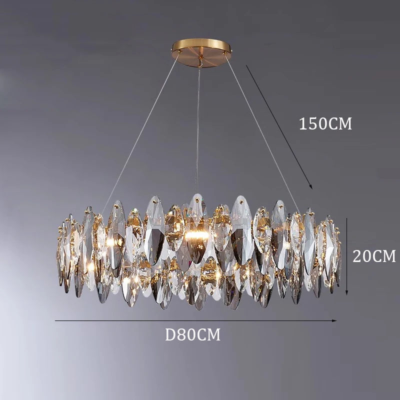 80 cm Round Crystal Living Room Chandelier