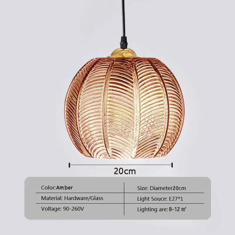 Amber Textured Glass Pendant Light 20 cm
