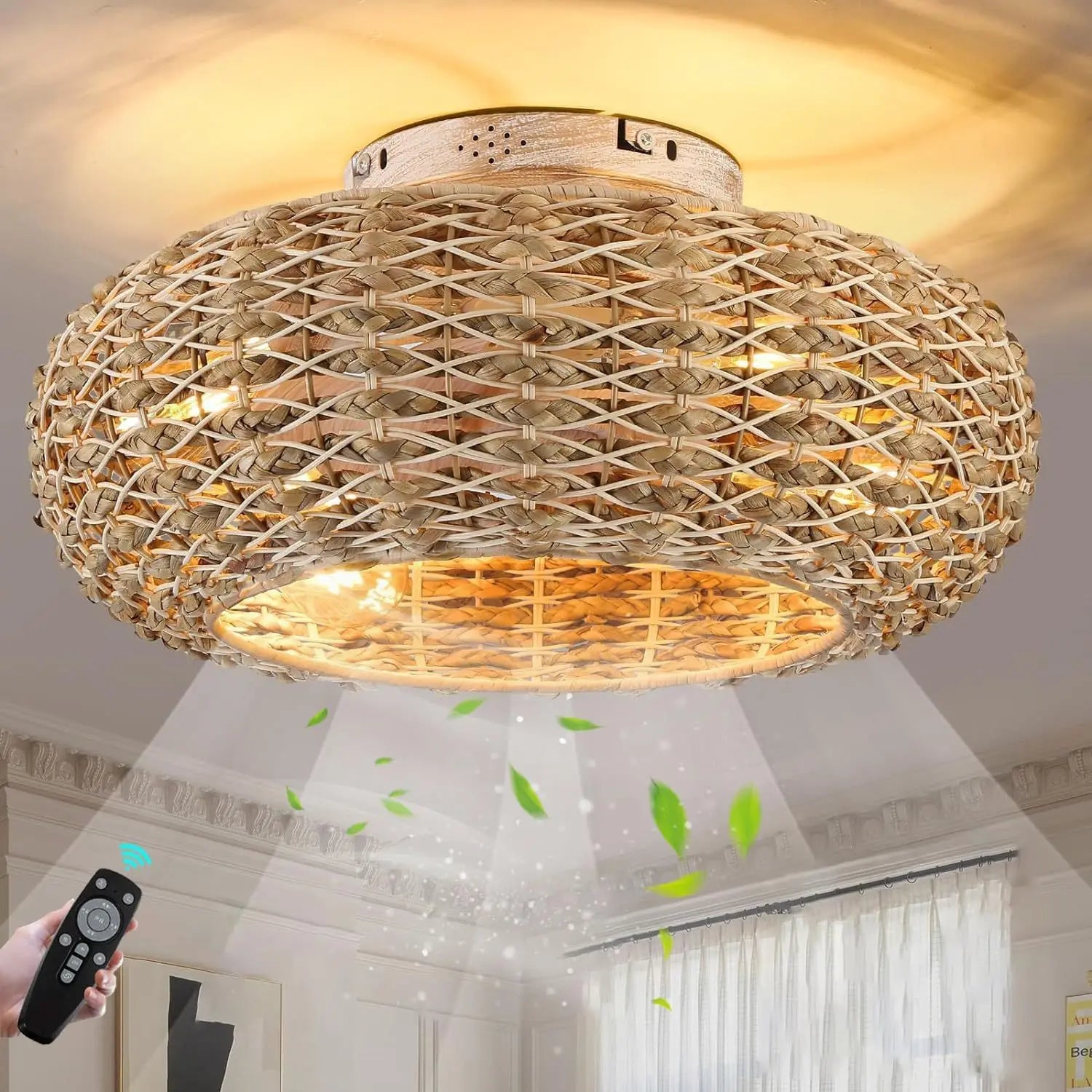 Bamboo Ceiling Fan Lamp
