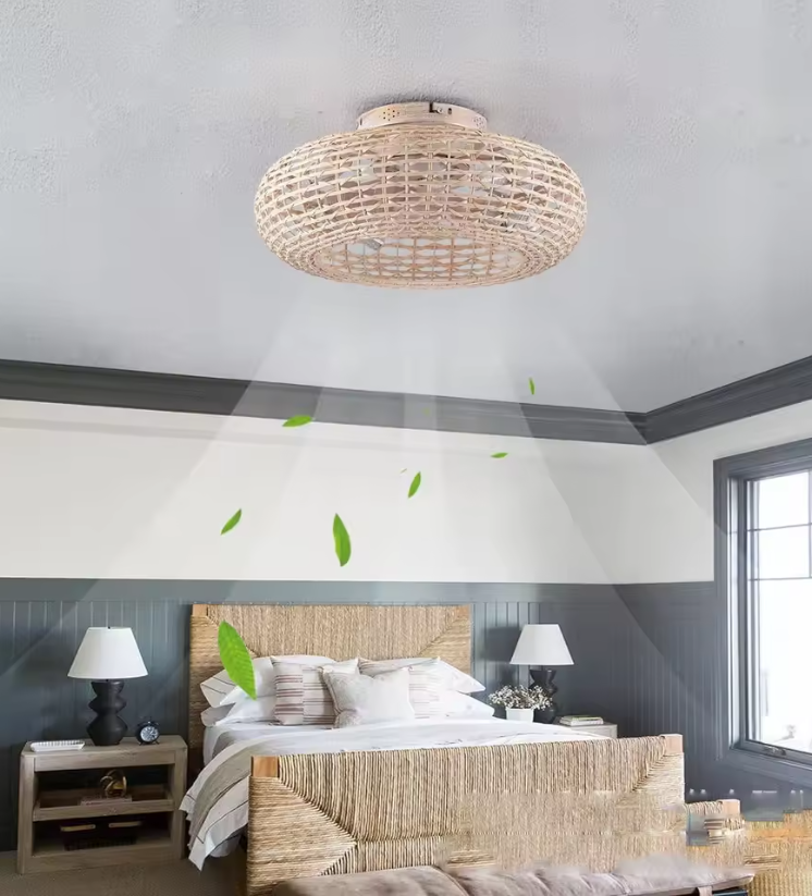 Bamboo Ceiling Fan Lamp For Bedroom
