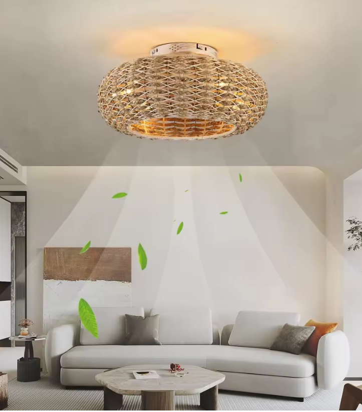 Bamboo Ceiling Fan Lamp For Living Room