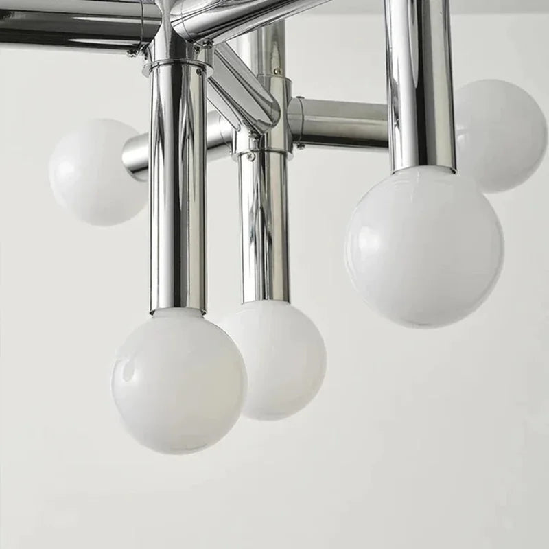 Nevaeh Silver Designer Chandelier with Nordic Glass Ball LED Lights