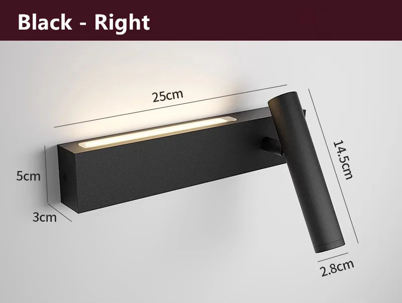 Black Bedroom Bedside Wall Lamp