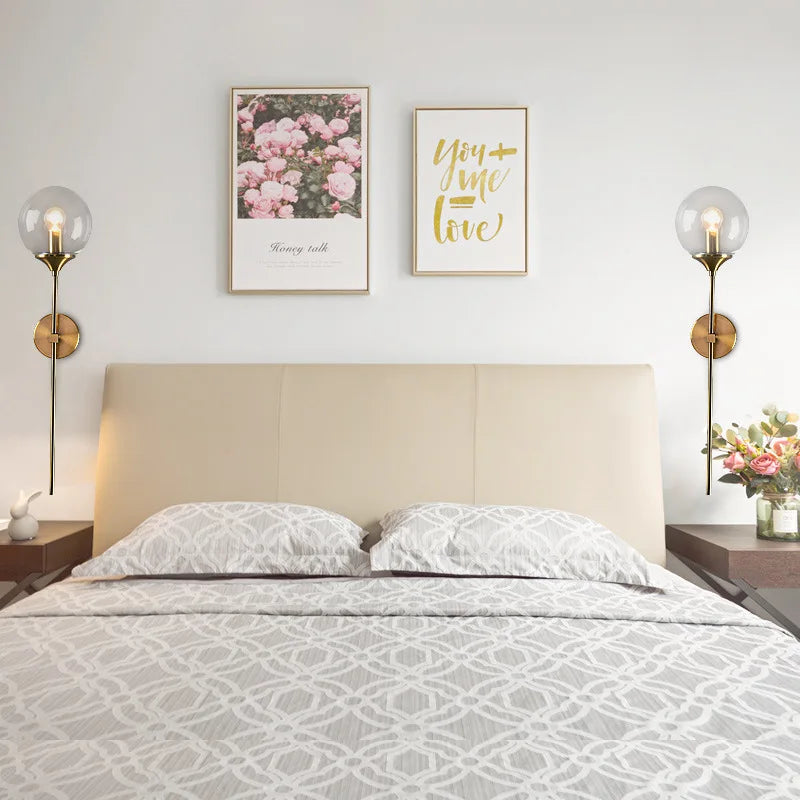 Bedroom Modern Glass Ball Wall Lights
