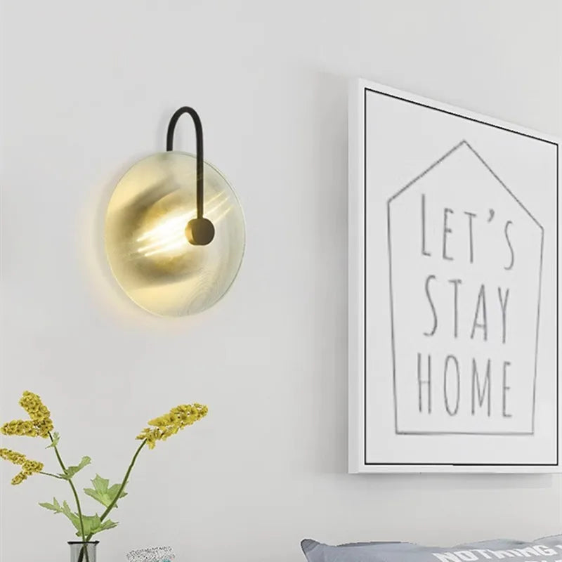 Bedroom Modern Wall Lamp With Glass Shade