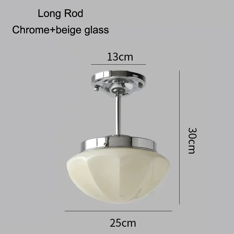 Beige Glass Classic French Ceiling Light